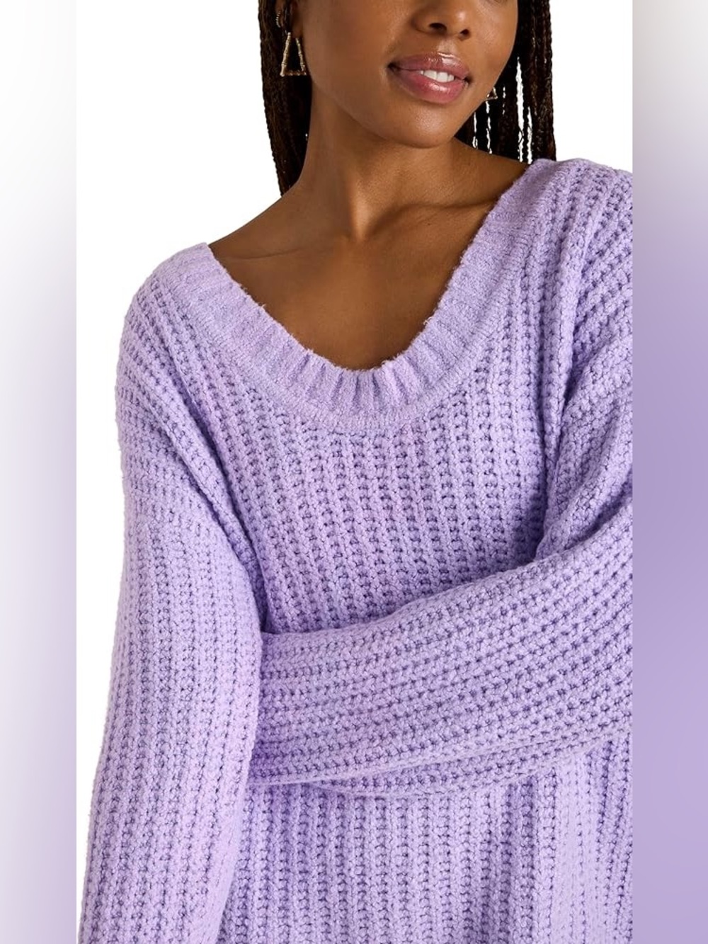 Florence by Mills Women's Purple Relaxed Scoop Neck Sweater